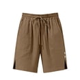thumbnail image 4 of Womens Shorts with Slits Pockets And Button Solid Color Loose Cotton Casual Wide Leg Shorts for Women, 4 of 6