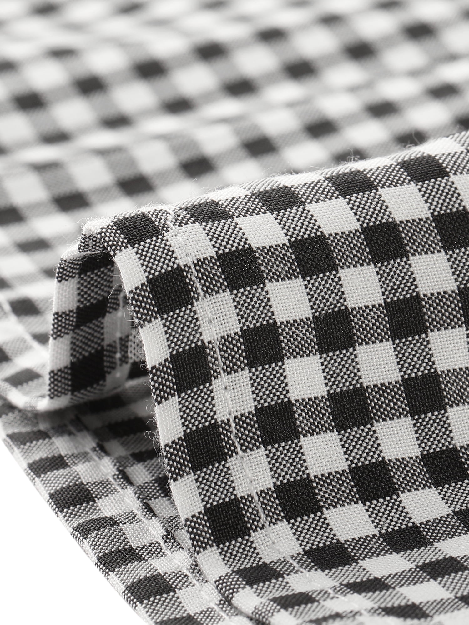 Unique Bargains Women's Plaid Contrast Collar Puff Sleeve Button Down Shirt Tops Black S