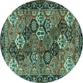 thumbnail image 1 of Ahgly Company Indoor Round Persian Turquoise Blue Traditional Area Rugs, 7' Round, 1 of 4