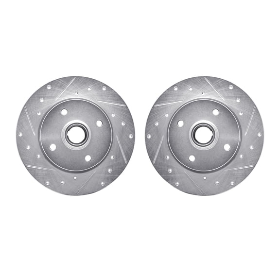 Dynamic Friction Company Front Brake Rotors-Drilled and Slotted-Silver 7002-02007