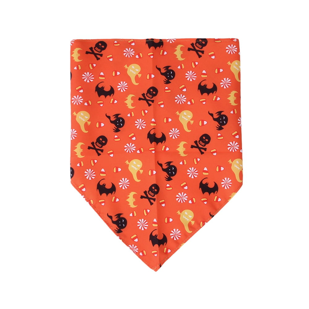 Halloween Dog Bandanas Washable Cotton Dog Bibs Scarf Pumpkin Skull