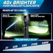 Taclight Tactical Flashlight 3 Pack Weatherproof Aircraft Grade Aluminum Construction, 5 Light Modes with 50,000 Hour Cree LEDs, 40x Brighter – As Seen on TV