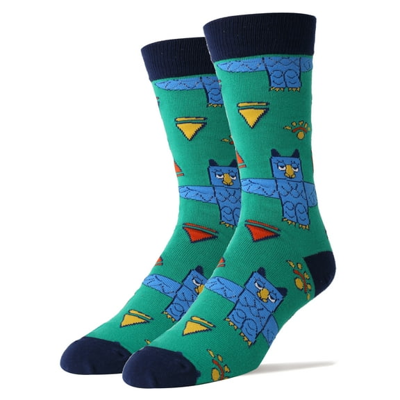 OoohYeah Men's Funny Crew Socks, Totem Owl, Novelty Crazy Socks