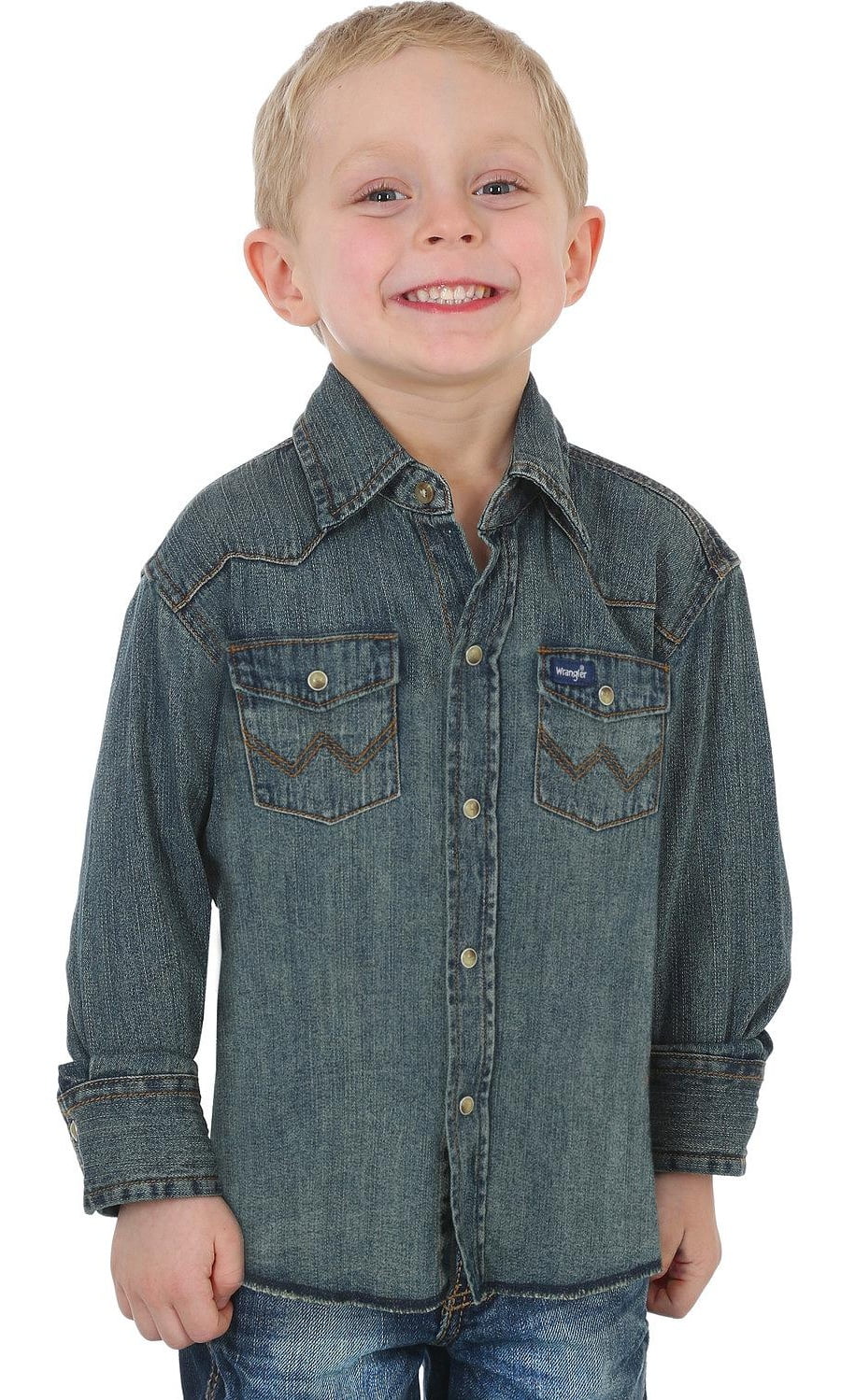 Wrangler Boy's Denim Logo Snap Up Western Shirt BP1316M