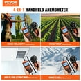 thumbnail image 2 of VEVOR Split Handheld Anemometer, 14℉-140℉, Digital Wind Speed CFM Meter Gauge with LED Backlight Screen, Measures Wind Velocity Wind Temperature Air Flow Wind Chill, for Sailing Surfing Flying HVAC, 2 of 9
