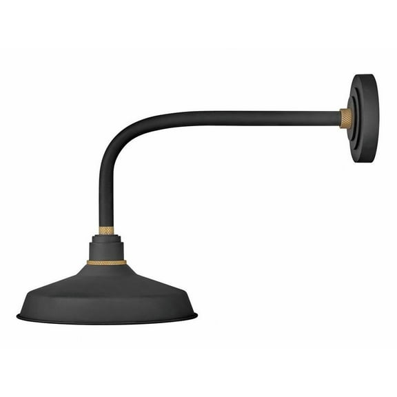 1 Light Medium Outdoor Straight Arm Barn Light Traditional-Industrial Style 12 inch Wide By 16 inch High-Textured Black Finish Bailey Street Home