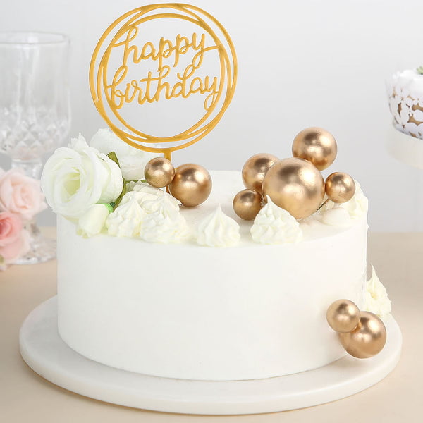  Waipfaru 40pcs Happy Birthday Cake Topper, Gold Balls for Cake  Decoration with Lady Face Acrylic Cake Topper for Women Birthday Party  Wedding Baby Shower Decor : Grocery & Gourmet Food