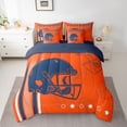 thumbnail image 2 of jejeloiu American Rugby Helmet 7 Pieces Bedding Comforter Set,Deepblue Orange Full Bedding Set For Ball Gamer Reversible, 2 of 8