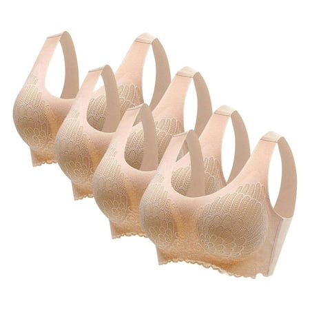 ALLLIST Lingerie for Women 4pack Lace Push up Latex Bras Solid Beige Removable Cup Soft Women s Lingerie Size L