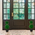 thumbnail image 3 of HOMCOM 2 Pack 23.6" Artificial Boxwood Topiary Ball Trees Set of 2, Double Ball-Shaped Boxwood Artificial Topiary Plants for Indoor Outdoor, Green, 3 of 6