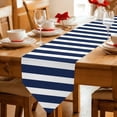 thumbnail image 2 of Table Runners 120 Inches Long, Navy Blue Stripe Cotton Linen Kitchen Dining Coffee Table Runner for Party Home Decor, Modern Simple Geometric White Striped Tabletop Dresser Scarves 13x120 Inch, 2 of 9