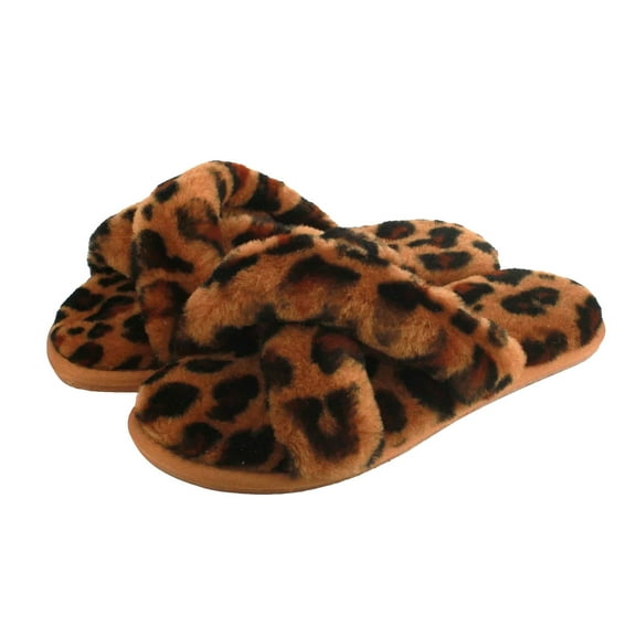 Eastern Counties Leather Womens Delilah Leopard Print Sheepskin Slippers