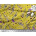 thumbnail image 2 of Soimoi Yellow Poly Georgette Fabric Insects,Rose & Leaves Print Sewing Fabric Yard 42 Inch Wide, 2 of 3