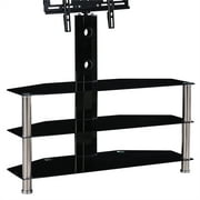 Better Home Products Ella Swivel Mount Black Glass TV Stand for up to 55-inch TV