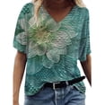 thumbnail image 1 of DPTALR T-shirt Décontracté à Manches Courtes Col en V Imprimé pour Femmes, 1 of 4