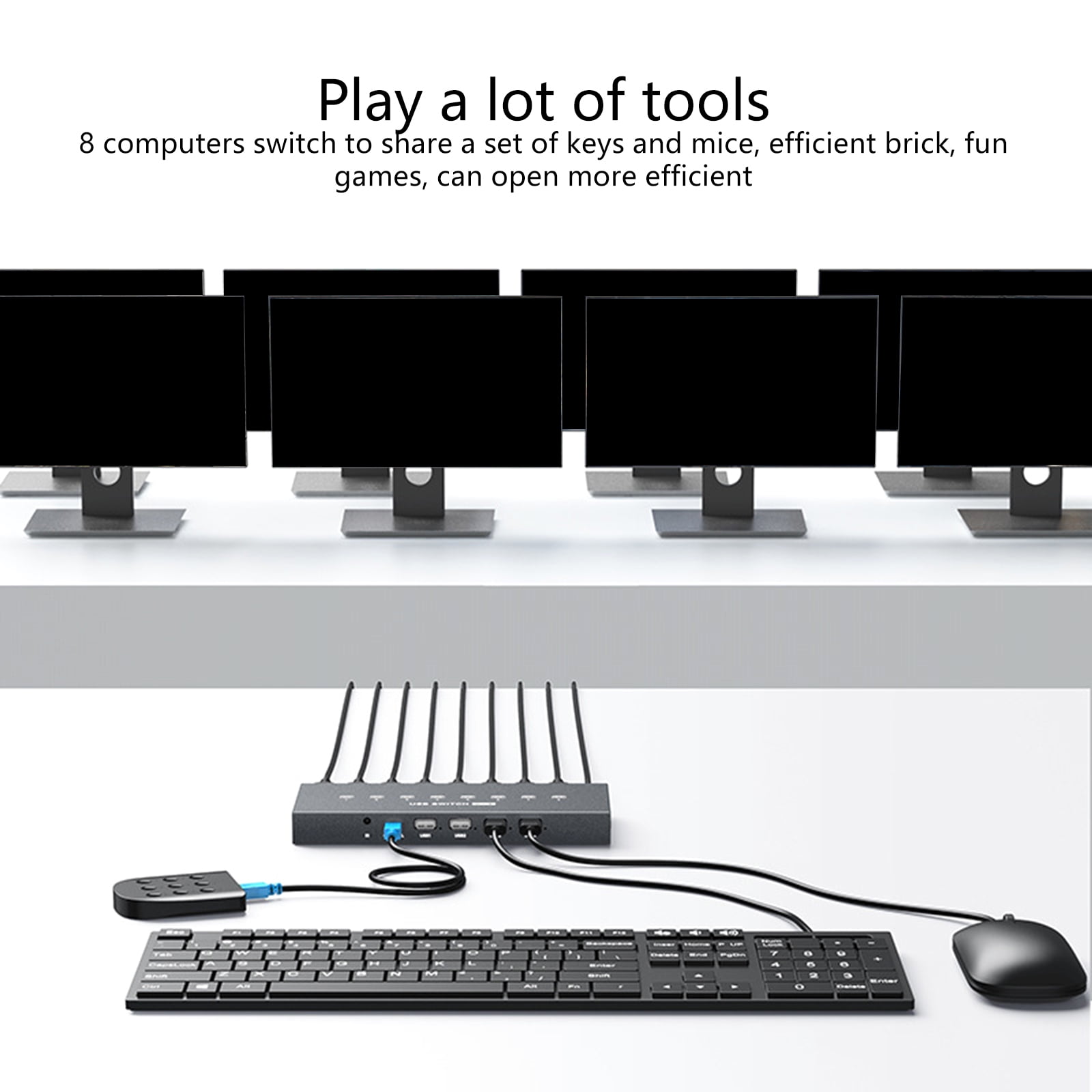 8 Port USB2.0 Manual Switcher Selectors KVM Switching Adapter 8 in 4 Out Sharing USB Devices for Printer Keyboards