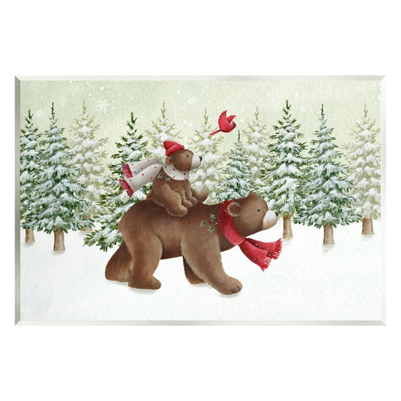 Stupell Industries Bears in Snowy Scene Animals & Insects Painting Unframed Art Print Wall Art, 15 x 10