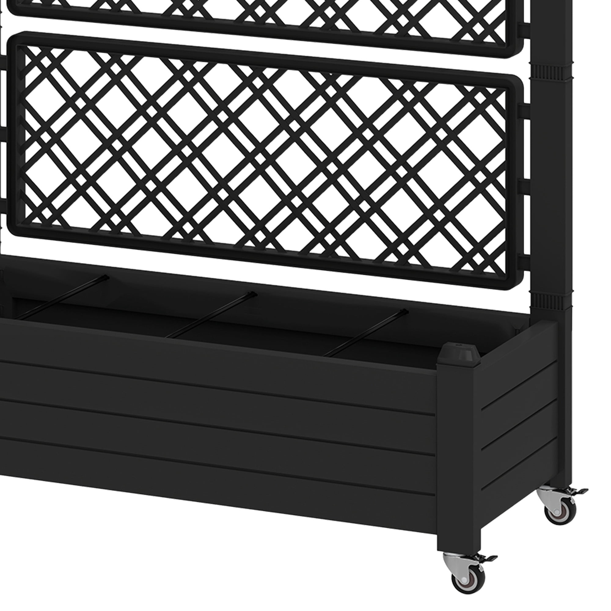 Uforic 3.6 x 1.5 x 5 FT Raised Garden Bed with Trellis, Large Outdoor Planter Box on Wheels for Patio, Black for Climbing Plants Vegetables