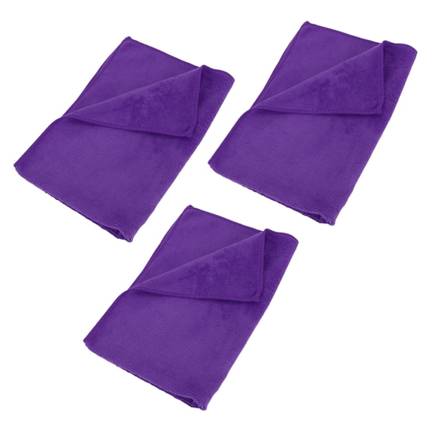 Toallas de limpieza Unique Bargains, toalla de secado para automóviles, tela de microfibra absorbente púrpura, 3 piezas 420g/㎡ 40x60cm