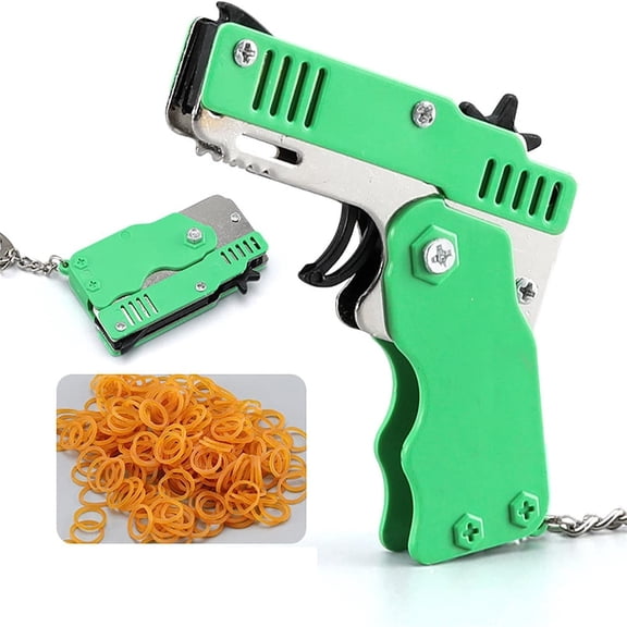 12-Shot Rubber Band Launcher Toy Metal Semi-Automatic Pocket Ejector Handheld for Adults Outdoor Target Activity Game Gathering Prank Props