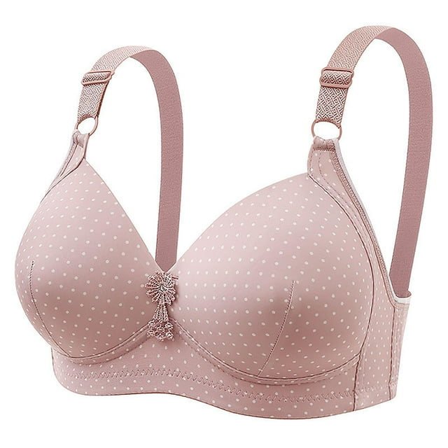 WZXFASHION High Support Bras For Women Adjustable Strap Full Coverage Up Bras Comfortable No Underwire Wireless Bras Bra Pink L