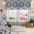 thumbnail image 5 of Blue Boho Floral Curtain Valances for Windows, Kitchen Valance Window Treatments Panel 2 Pack, Vintage National Floral Textured Rod Pocket Short Curtains for Bathroom Bedroom 42 x 18 Inch, 5 of 8
