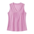 thumbnail image 5 of ClodeEU Women's V Neck Pleated Sleeveless Tank Top, Casual Loose Fit Blouse Pink,Women's Plus XXL, 5 of 8