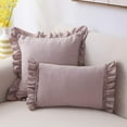 thumbnail image 2 of Nvzi Farmhouse Ruffles Throw Pillow Cover Super Soft Suede Decorative Lumbar Cushion Case Pillowcase for Sofa Couch Bed Chair Car (Gray, 18"x18"), 2 of 4