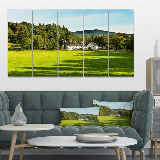 Alone Farmhouse in Meadow - Landscape Canvas Art Print