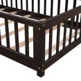 thumbnail image 6 of Twin Size Floor Bed for Kids, Montessori Floor Bed with Fence Rails and Door Design, Playhouse Bed Frame for Toddler, Wooden Slats Support, Espresso, 6 of 8