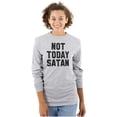 thumbnail image 3 of Not Today Satan Funny Christian Joke Plus Size Long Sleeve Graphic Tee Shirt Brisco Brands 2X, 3 of 5