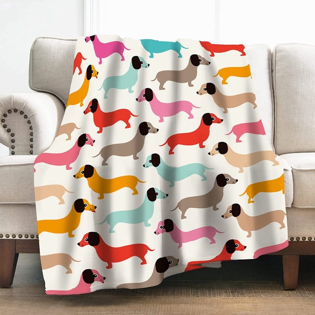 Dachshund In Sweaters Pattern Blankets Fleece Printed Cute Portable Soft Throw Blanket for Bed Office Quilt Dog Flannel Blanket