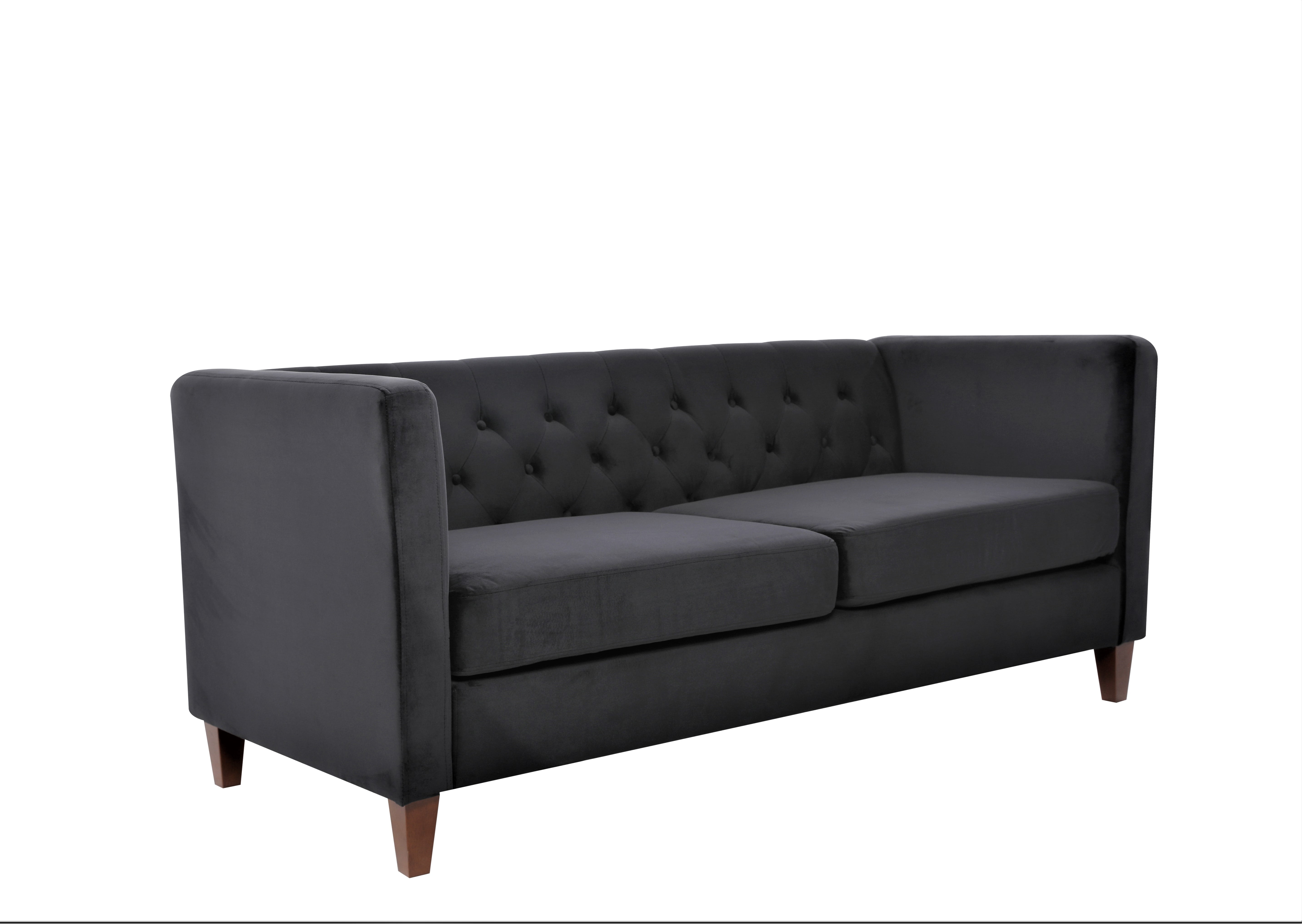 Uspridefurniture Lisette 73.3'' Velvet Square Arm Sofa,Black