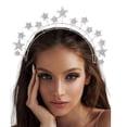 thumbnail image 3 of Diademas de estrellas, diadema de estrellas con diamantes de imitación para mujeres y niñas, tiara de cristal de princesa nupcial, tocado de boda, 3 of 5