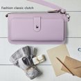 thumbnail image 3 of Cartera de mano con solapa RFID de cuero para mujer, organizador, morado, 3 of 5