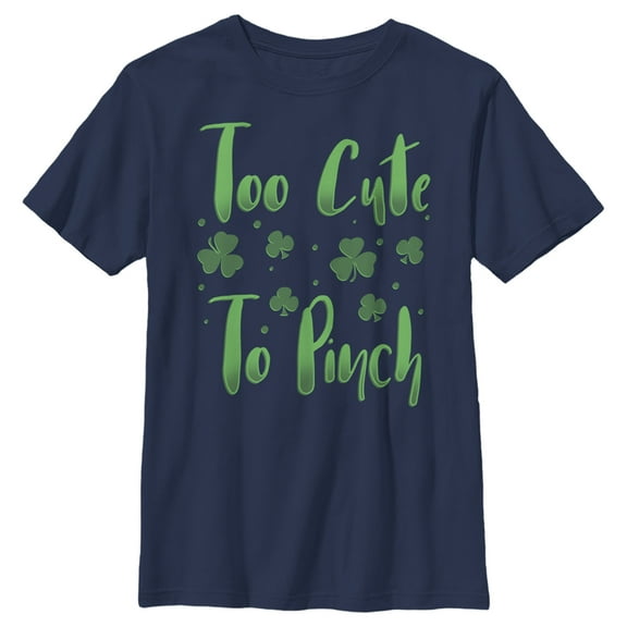 Boy's Lost Gods St. Patrick's Day Too Cute To Pinch  Graphic Tee Navy Blue Small
