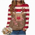 thumbnail image 2 of Towmus Christmas Tops for Women Cute Elk Printed Women Casual Long Sleeve Round Neck Sweatshirt Pullover, 2 of 7