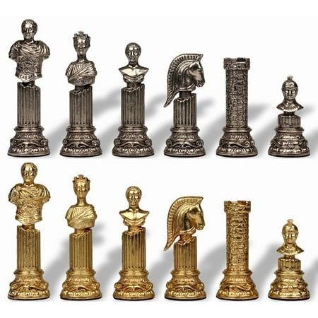 Roman Emperor Bust Theme Metal Chess Set by Italfama