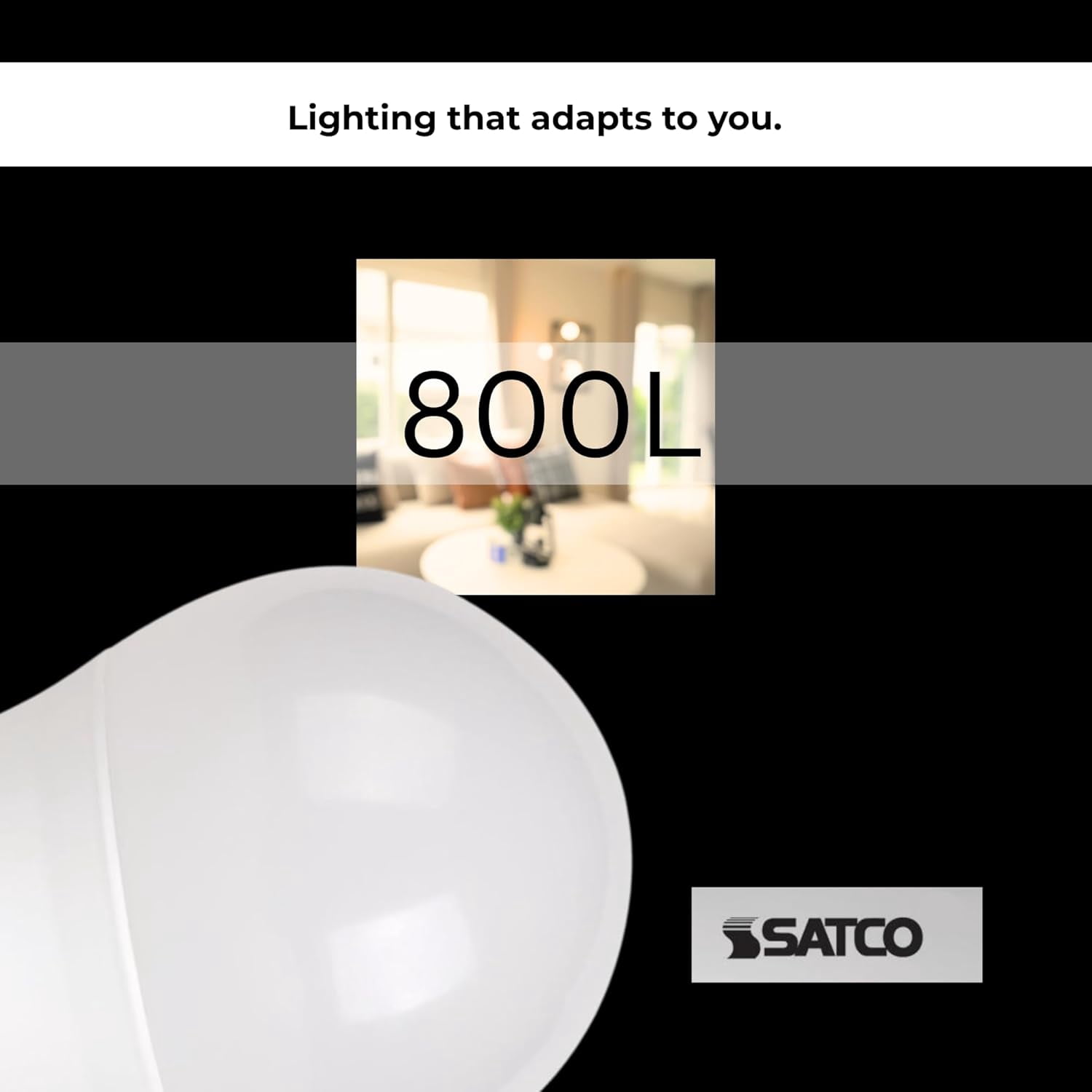 Satco S9703 A19 LED Light Bulbs 10W 120V 90CRI 2700K E26 Medium Base Dimmable (6 Pack)