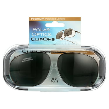Polar Optics Unisex Square GM 57 Plastic ClipOn Sunglasses Gray