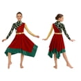 thumbnail image 2 of Aislor Girls Camouflage Print Color Block Liturgical Praise Dance Dress Long Sleeve Worship Lyrical Dancewear Burgundy 16, 2 of 7