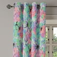 thumbnail image 3 of Ambesonne Floral Grommet Curtain, Psychedelic Jumble Flowers, 50"x96", Turquoise Blush and Eggshell, 3 of 5
