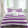 thumbnail image 2 of Purple Stripes Bedding 3 Piece Duvet Cover Set Full Size, Simple Purple White Texture Soft Microfiber Comforter Cover with Zipper Closure & Pillowcases, Wrinkle & FadeResistant Quilt Cover, 2 of 9