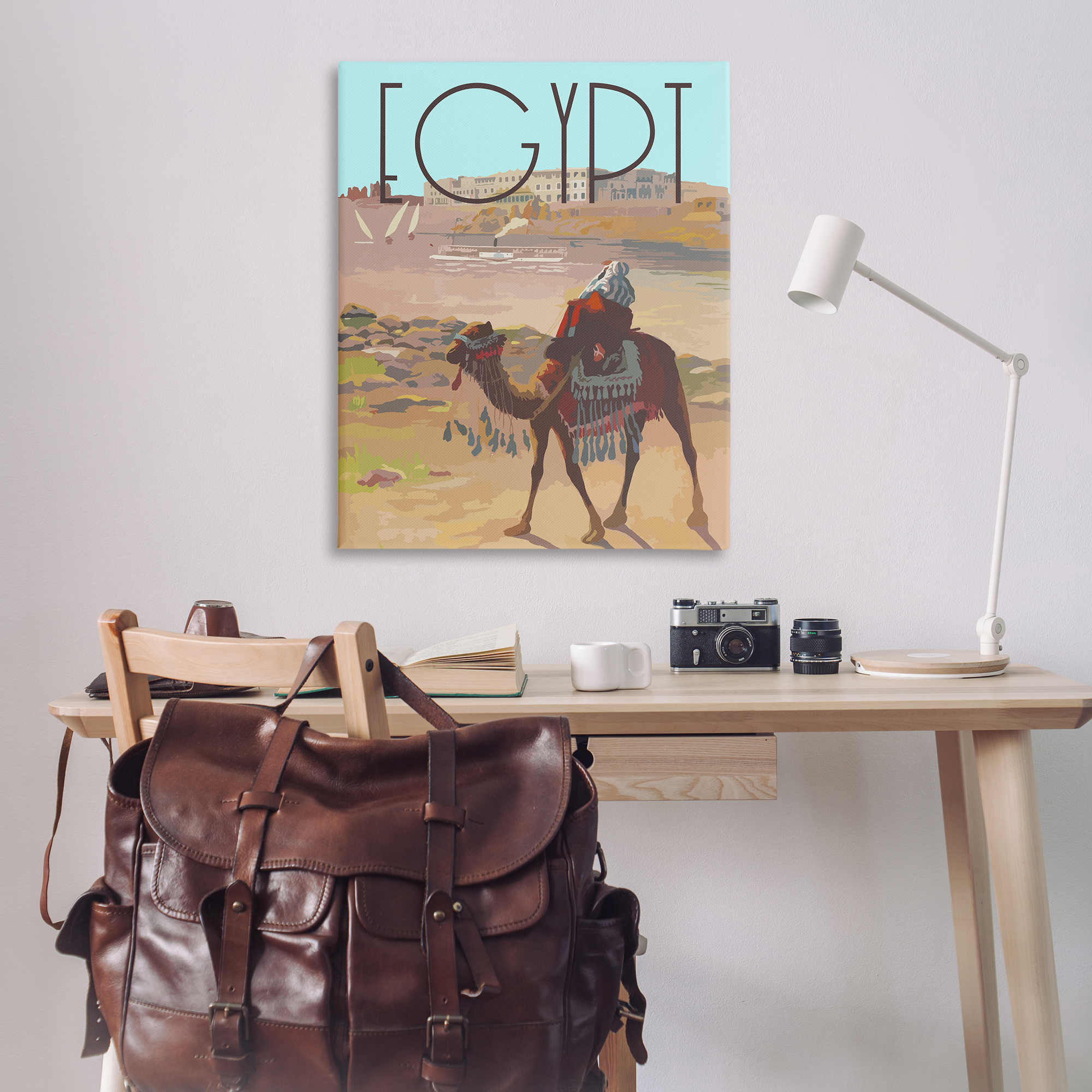 Stupell Industries Egypt Camel Scene Landscape & Nature Painting Wrapped Canvas Art Print Wall Art, 36 x 48