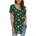 thumbnail image 1 of Pisexur Hauts pour Femmes 2023 Été Grande Taille Tuniques Décontractées à Col Rond Chemises à Manches Courtes Pétale Coupe Ample Blouse Mignonne, 1 of 6