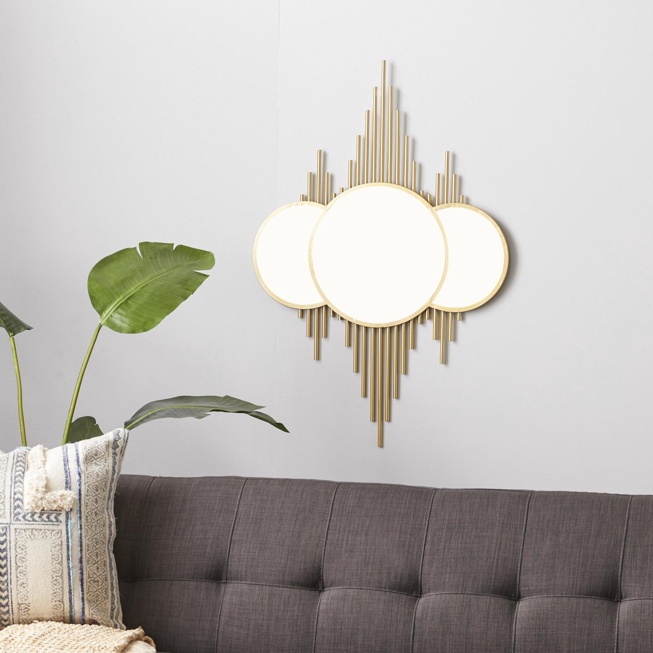 CosmoLiving by Cosmopolitan 3 Overlapping Round Gold Metal, Glamorous and Contemporary Wall Mirror, 27"W x 39"H