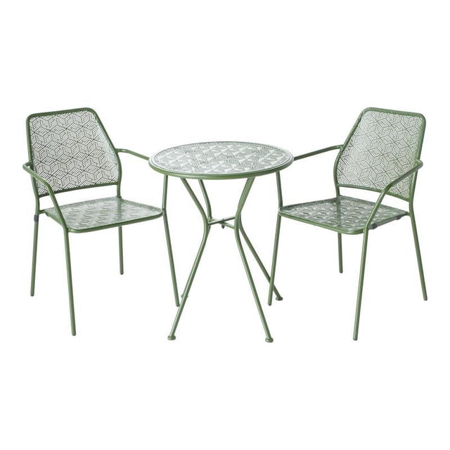 Alfresco Home Martini 3 Pièces Bistrot en Fer Forgé Vert Mousse