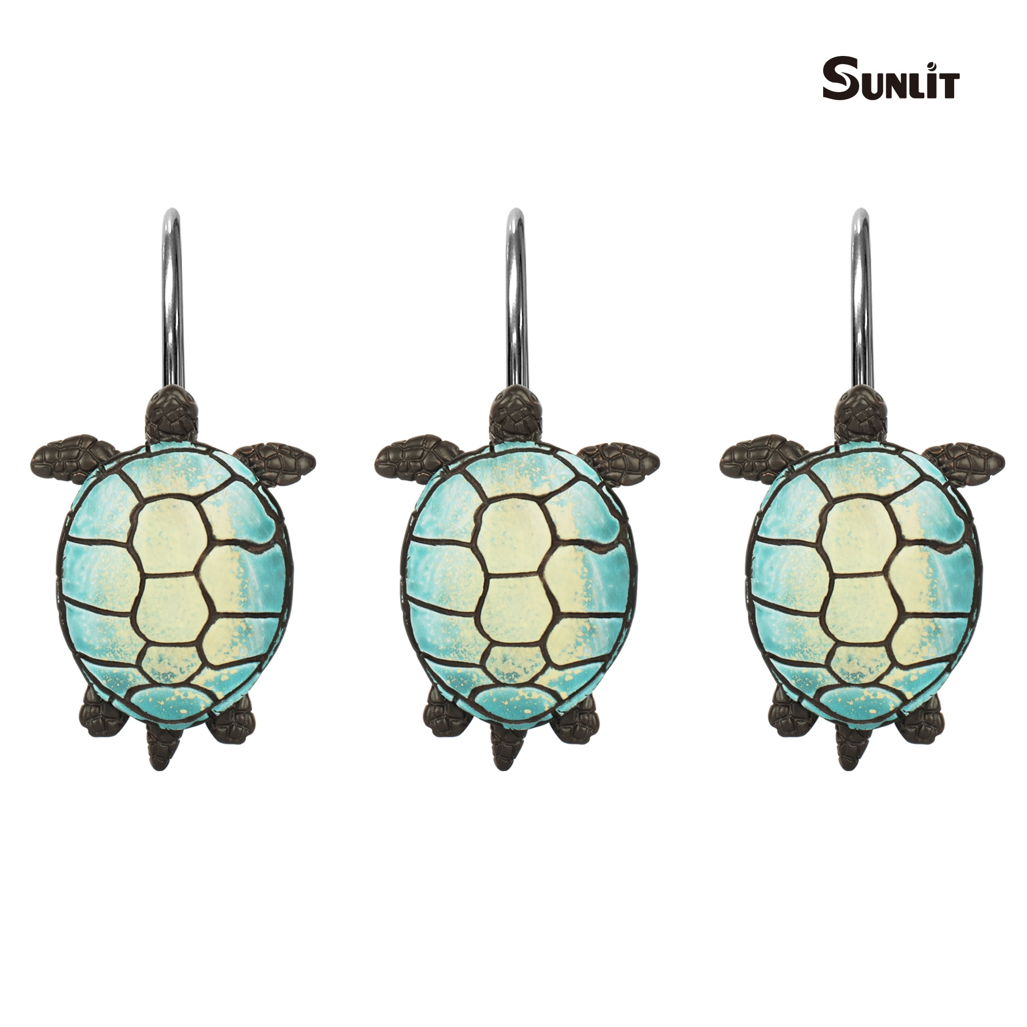 Sunlit Sea Turtle Shower Curtain Hooks, Home Decorative Shower Curtain