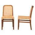 thumbnail image 3 of bali & pari Caspia Rattan and Mahogany wood Mid-Century Dining Chairs, Set of 2, Natural Brown, 3 of 8