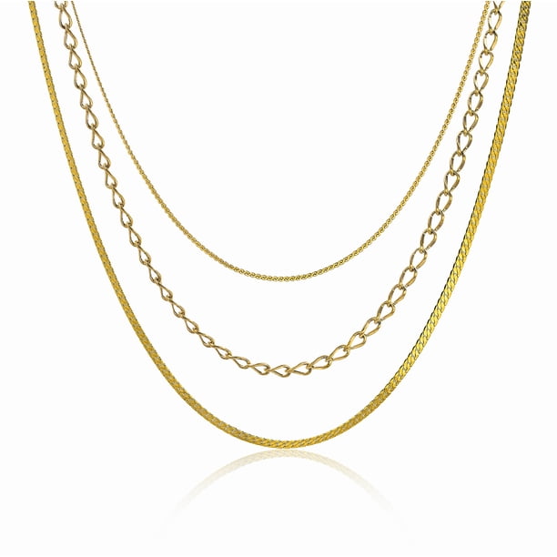JeenMata Paquete múltiple de regalo, 3 piezas, collar para mujer, colgante, joyería, regalo, gargantilla, cadena de serpiente, eslabones, collar en capas de moda, collar ajustable